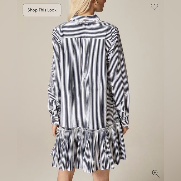 J. Crew Amelia long-sleeve shirt-dress in striped cotton poplin Small NWT - Picture 2 of 7